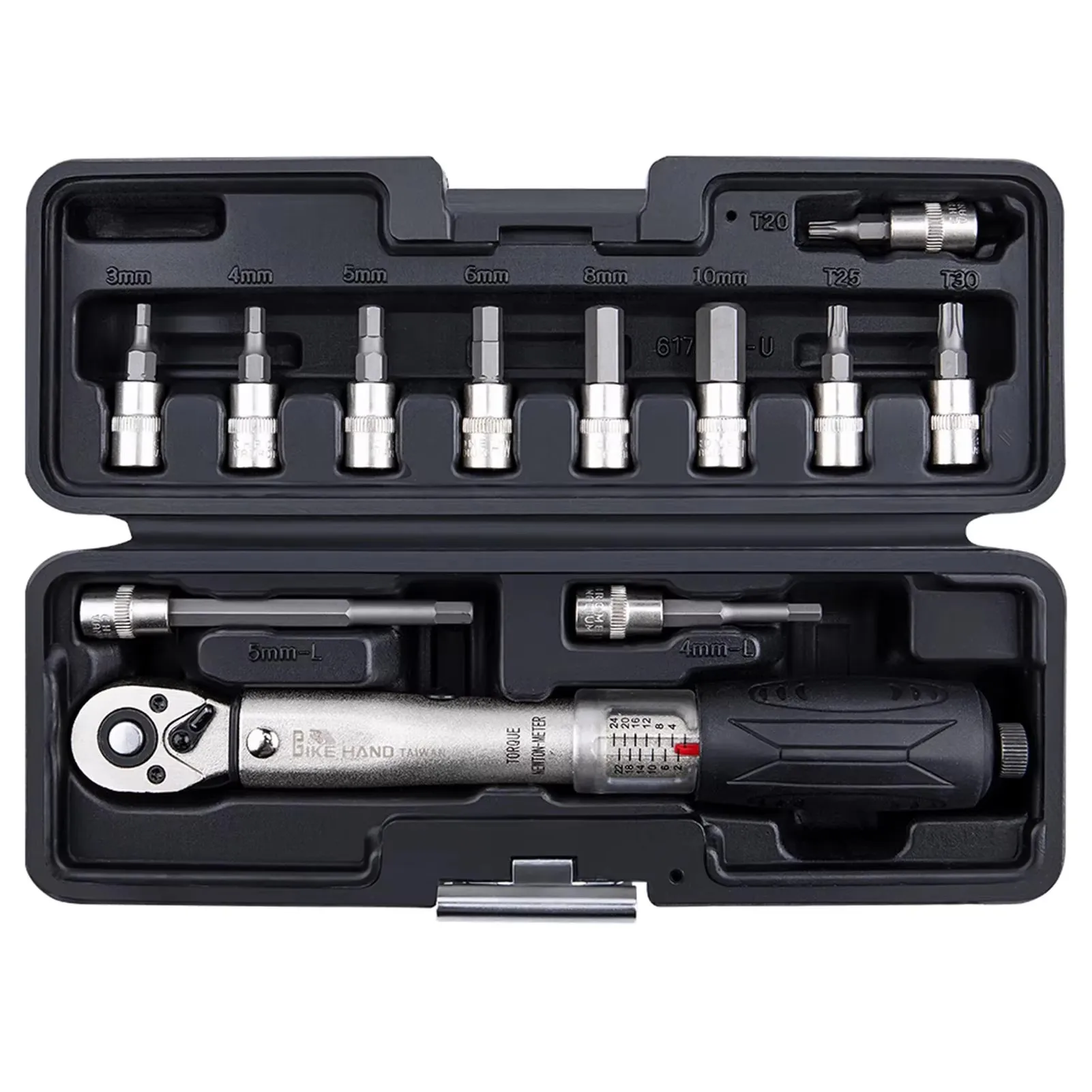 YC-617-2ST 1/4'' Bike Torque Wrench Kit 2-24 NM Torque Fix Set Multifunction Bicycle Repair Tools for MTB Road Bikes