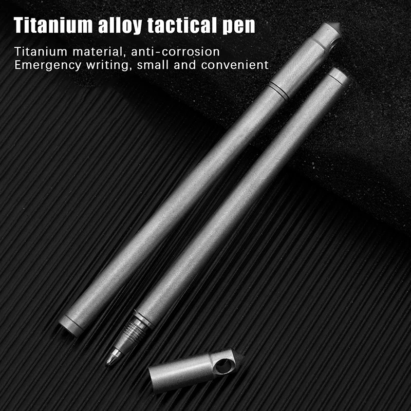 Hiking Survival Gadget: Mini Titanium Ballpoint Pen with Keychain