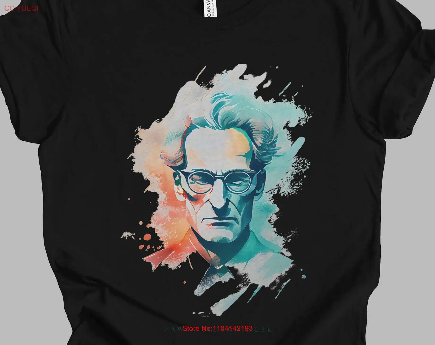 Erwin Schrödinger Watercolor Minimalist T Shirt Science Physics Mindspring Retreat long or short sleeves