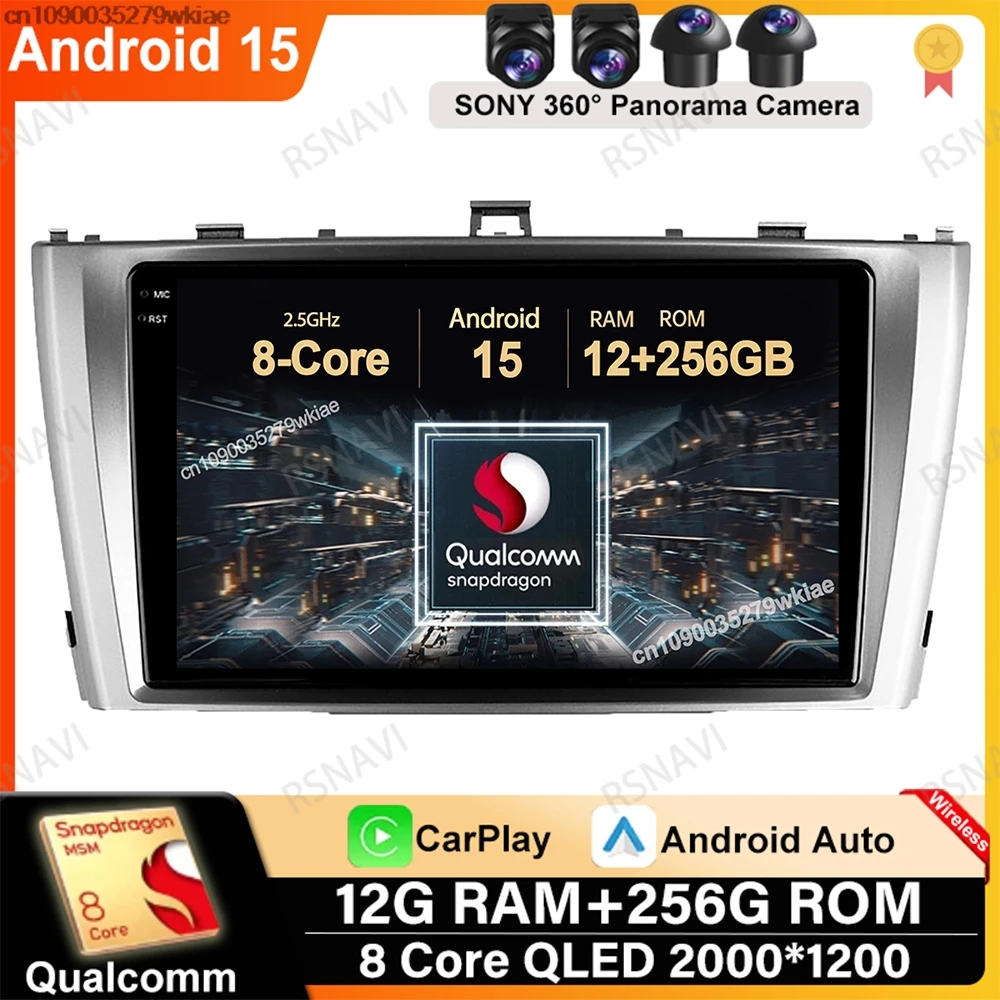 Android 15 For Toyota Avensis T27 2009 - 2015 Head Unit BT Viedo Player Wireless Carplay Auto Qualcomm Car Radio DVD Navigation