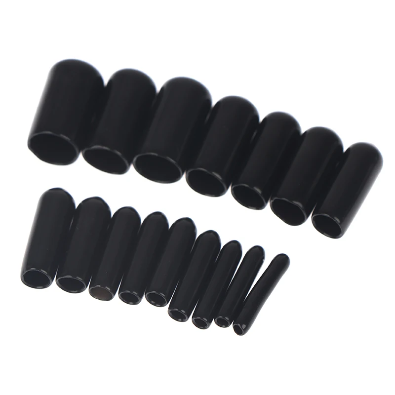 200Pcs Black PVC Rubber End Cap Screw End Cap Plastic Tube Hub Thread Protector Push In Cap Rubber Sleeve Silicone ThreadedCove