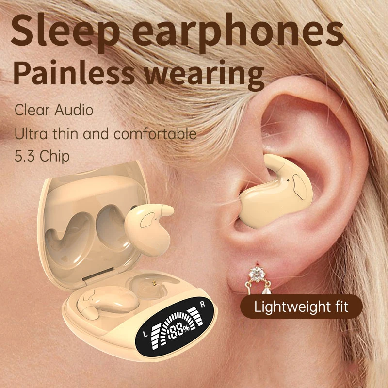 SK Ultra-thin Sleep Headphones 5.3 Wireless Bluetooth Headset Invisible Earbuds Hidden In Ear Button Sports Earphones Waterproof