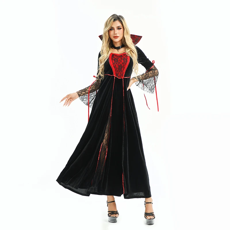 القوطية Sle Death God loween زي المرأة الدكتور ملهى ليلي الملكة k Sle رداء طويل الساحرة الزي الكبار الحجم