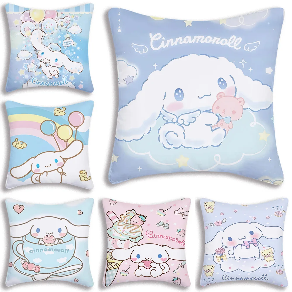 

Pillow Covers Cartoon Kawaii Cinnamoroll Sanrios Sofa Decorative Home Double-sided Printing Short Plush Cute Cushion Cover