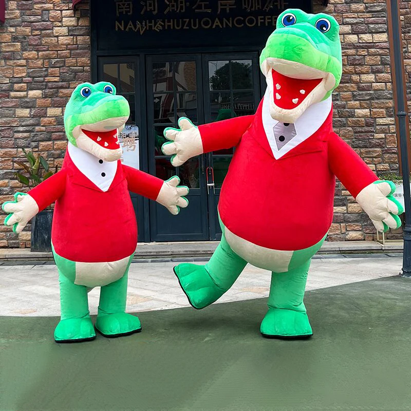 Costume gonfiabile della mascotte del coccodrillo Anime Cartoon Animal Blow Up Dress Clothes For Adult travestimento Prop Halloween Christmas Stage