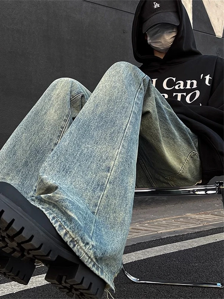 

Мужские джинсы-клеш в стиле хип-хоп, прямые, износостойкие, в американском уличном стиле, модные, для молодежи