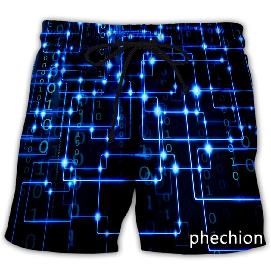 phechion New Fashion Men/Women Tech Swirl 3D Print Casual Shorts Novelty Streetwear Men Loose Sporting Shorts L138