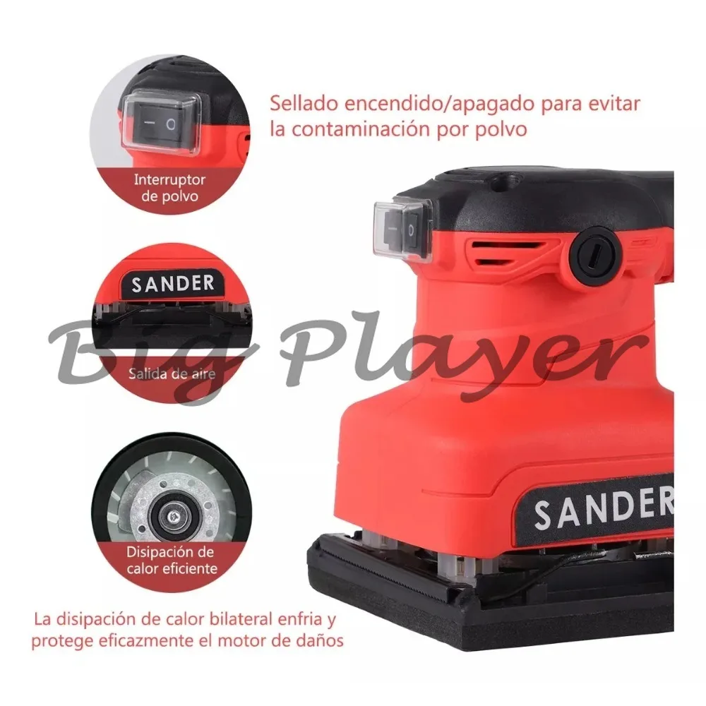 

200W 13500RPM Electric Sander High Power Mini Polishing Machine for Putty Wall Flat Furniture Grinding Woodworking Power Tools