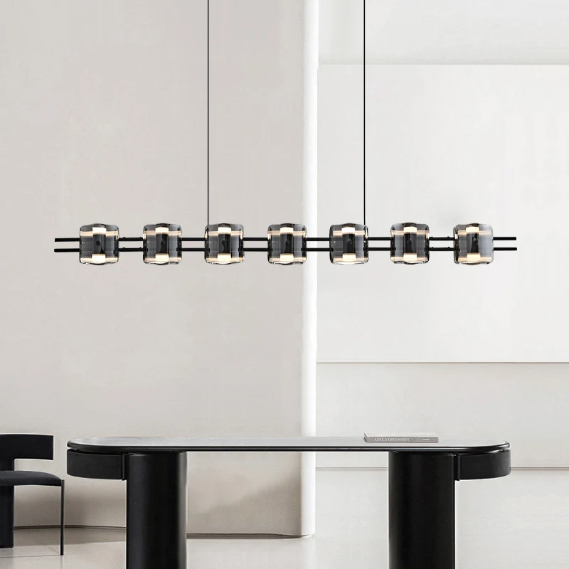 Italian minimalist circular restaurant chandelier modern simple bar Nordic designer high-end creative glass strip lamp