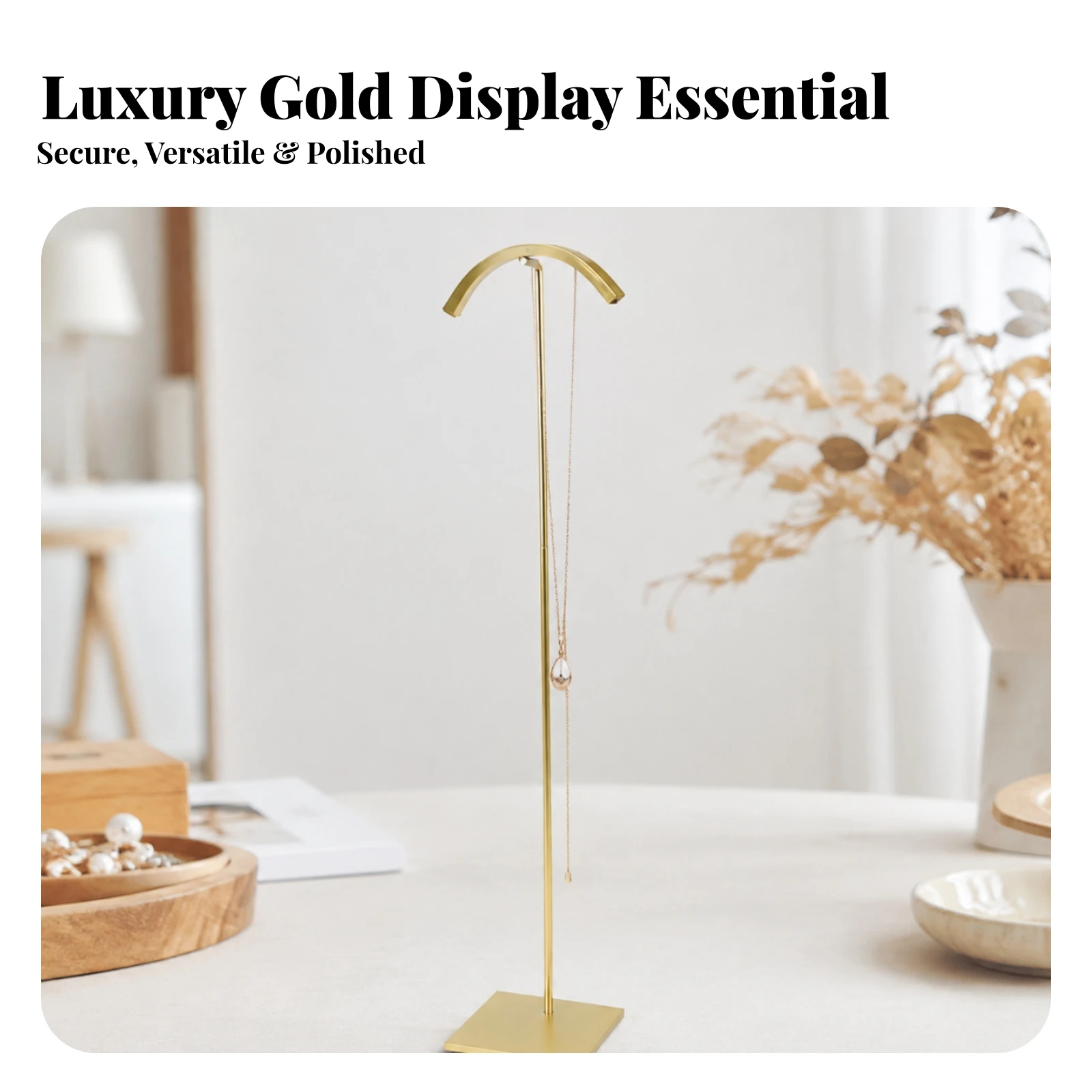 Metal Jewelry Stand with Curved Top Bar Multi-Purpose Ironwork Jewelry Display Stand Bracelet Holder Display Sturdy Countertop