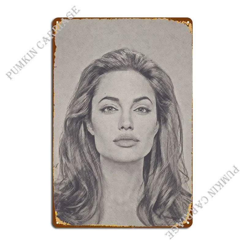 Angelina Jolie Metal Sign Poster Wall Decor Printing Garage Living Room Living Room Tin Sign Poster