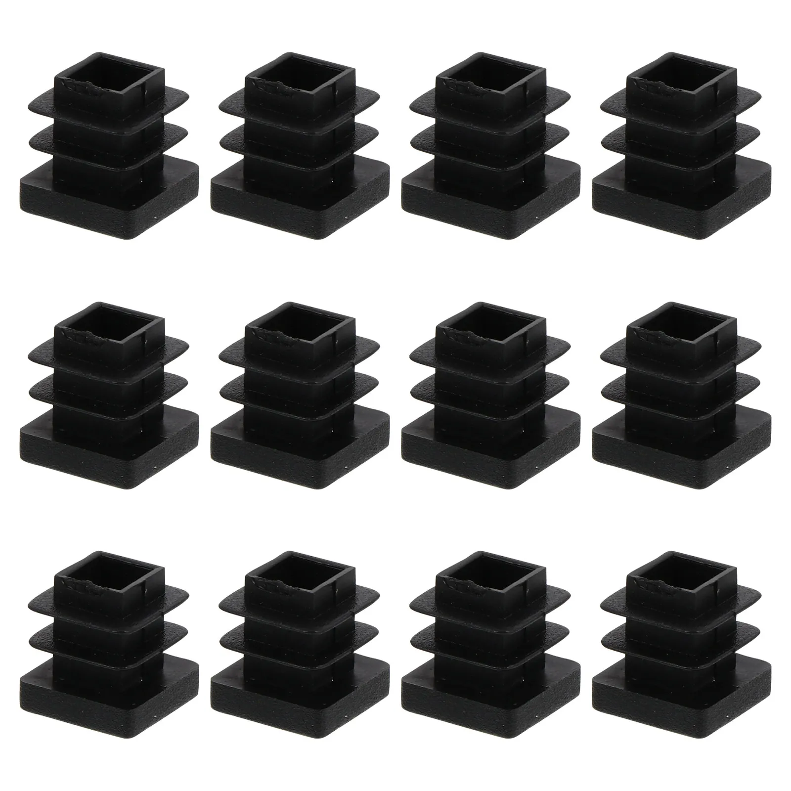100Pcs Black Plastic Square Furniture Leg Plug Tube Blanking End Caps Chair Glide Insert Floor Noise Protection
