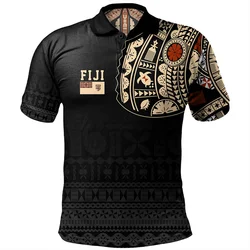 Summer Vintage 3D FijiRugby Fiji Pride Printed Polo Shirt Happy Fiji Day Graphic Polo Shirts For Men Kid Fashion Gym Polos Tops