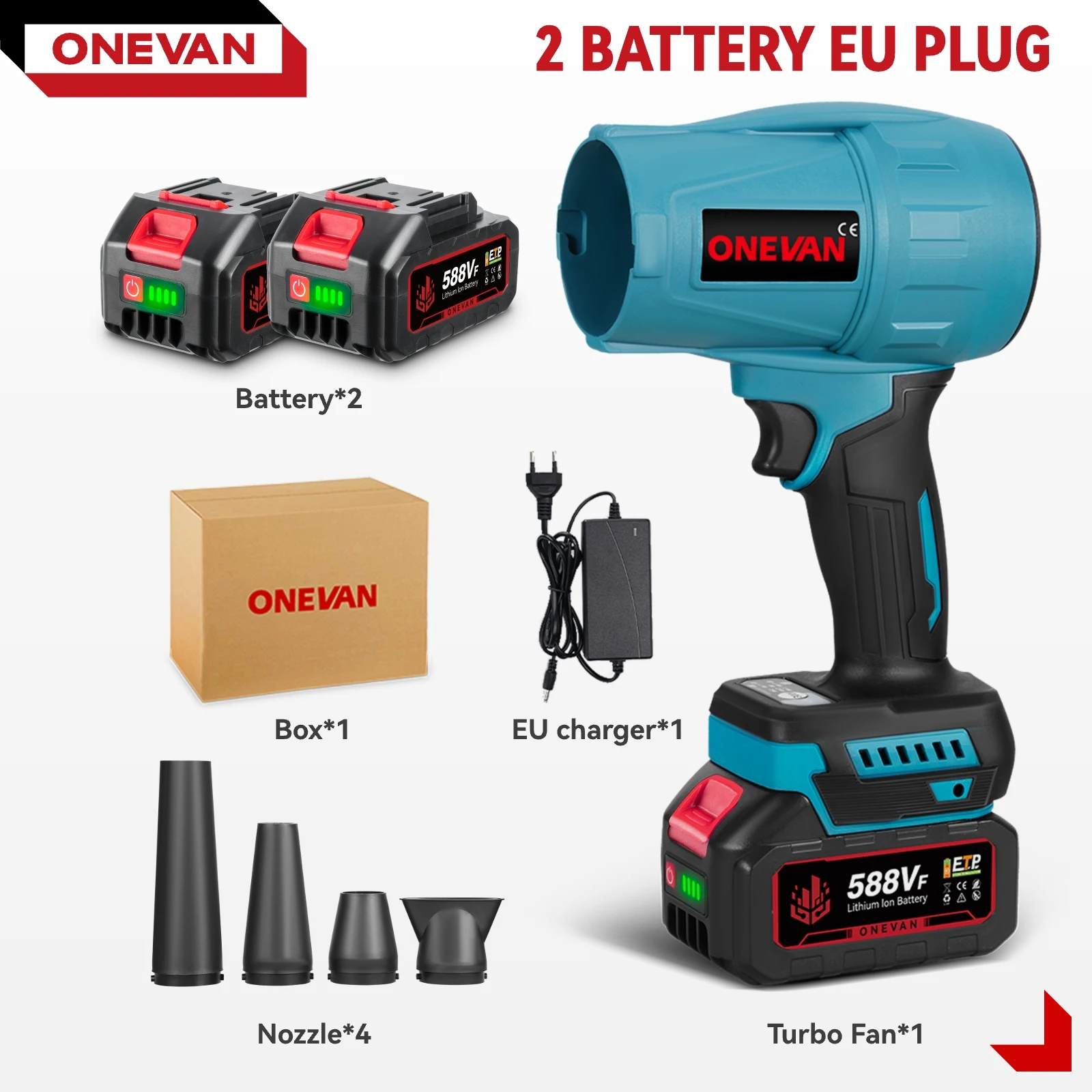 ONEVAN 3500 W Bürstenlosen Elektrischen Turbo Gebläse Cordless Handheld High Power Gebläse Schnee Staub Blasen Für Makita 18 V Batterie pin