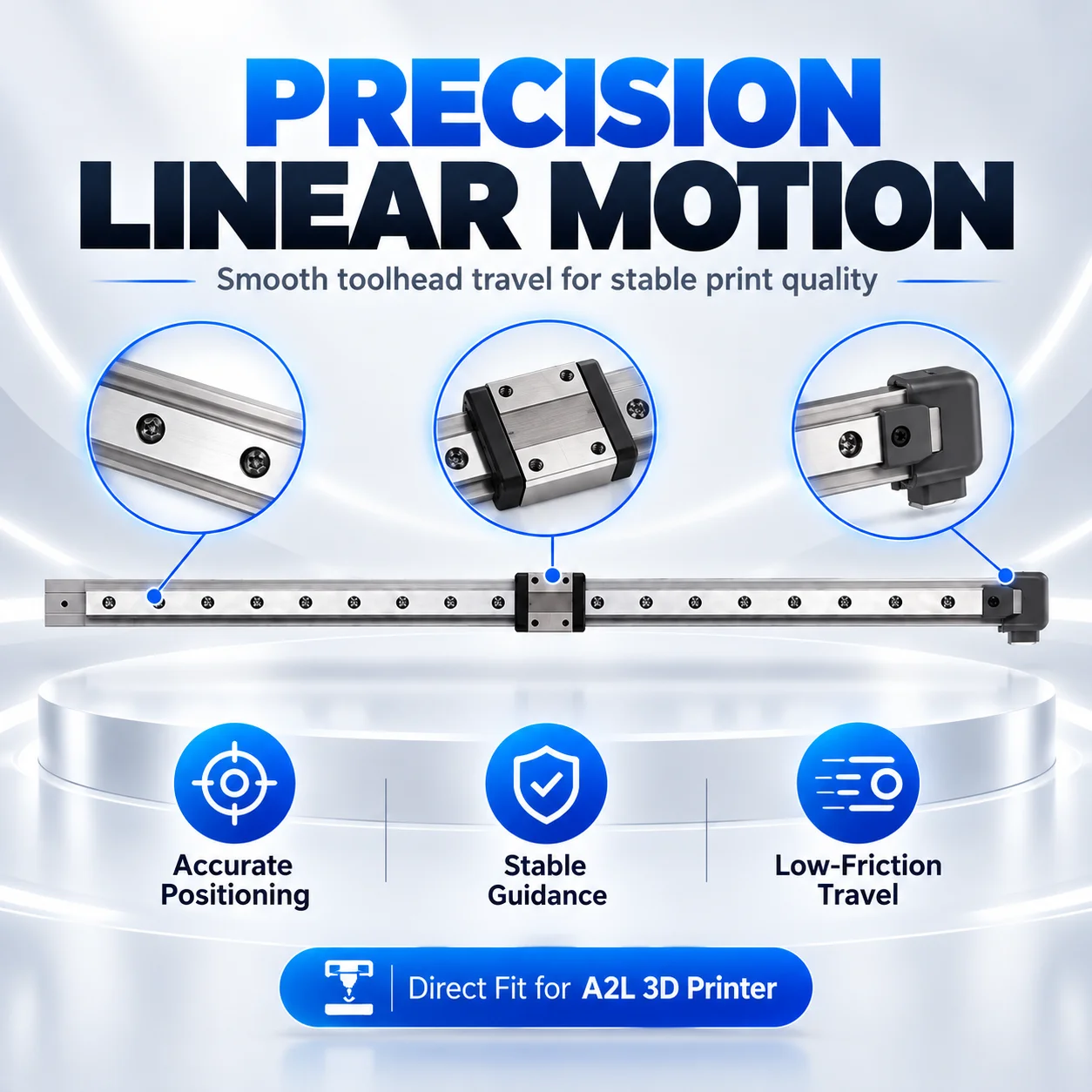 X-Axis Linear Rail Assembly for Bambu Lab A2L 3D Printer, Smooth Motion Guide Rail Replacement with Screws & Lubricant