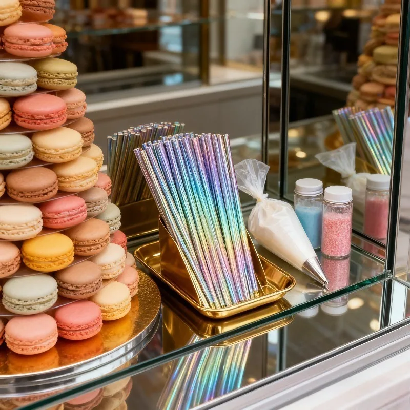 Canudos laser de papel descartáveis, 25/50 peças, canudos arco-íris, bebidas de cerveja, suco, aniversário, festa de casamento, natal, necessidades diárias