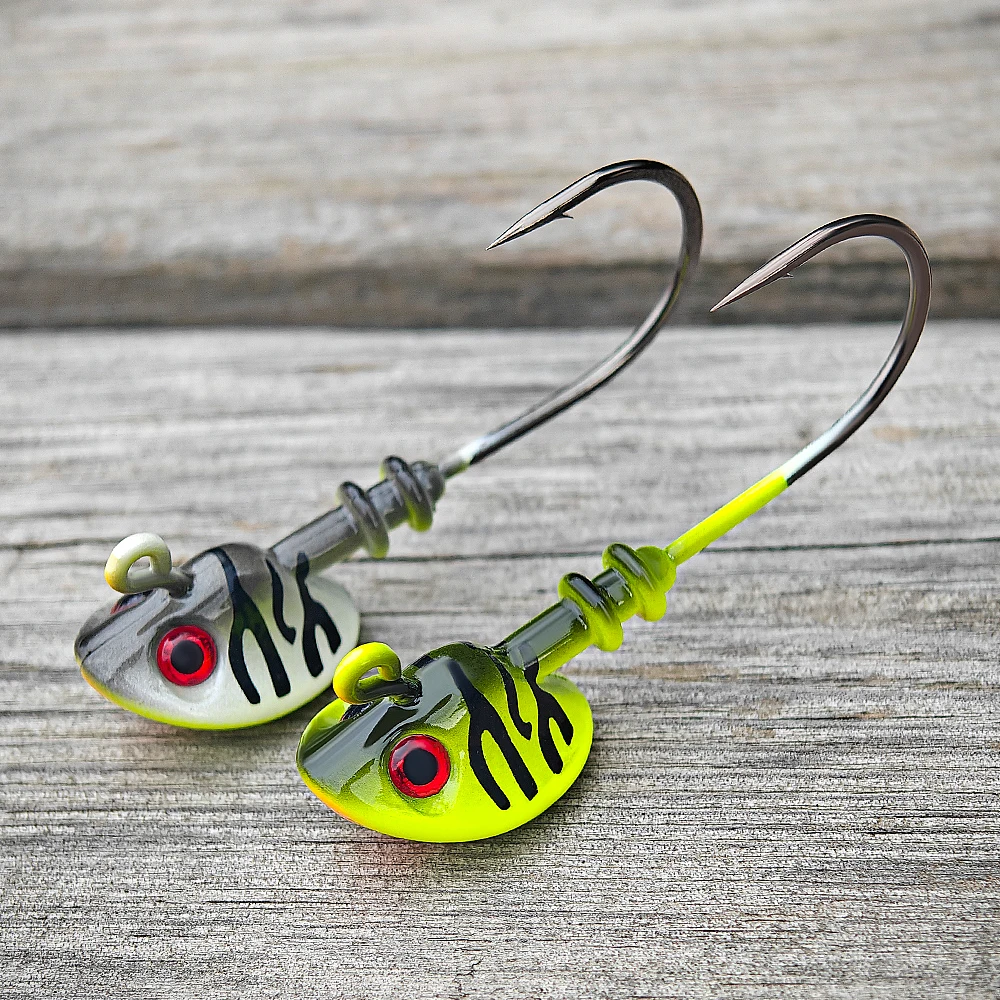 Spinpoler Flat-Forged Shank Long Shot Sabot Fishing Jig Head 3D Holographic Eyes Stand-Up Jighead Bass Trout Zander Perch Pesca
