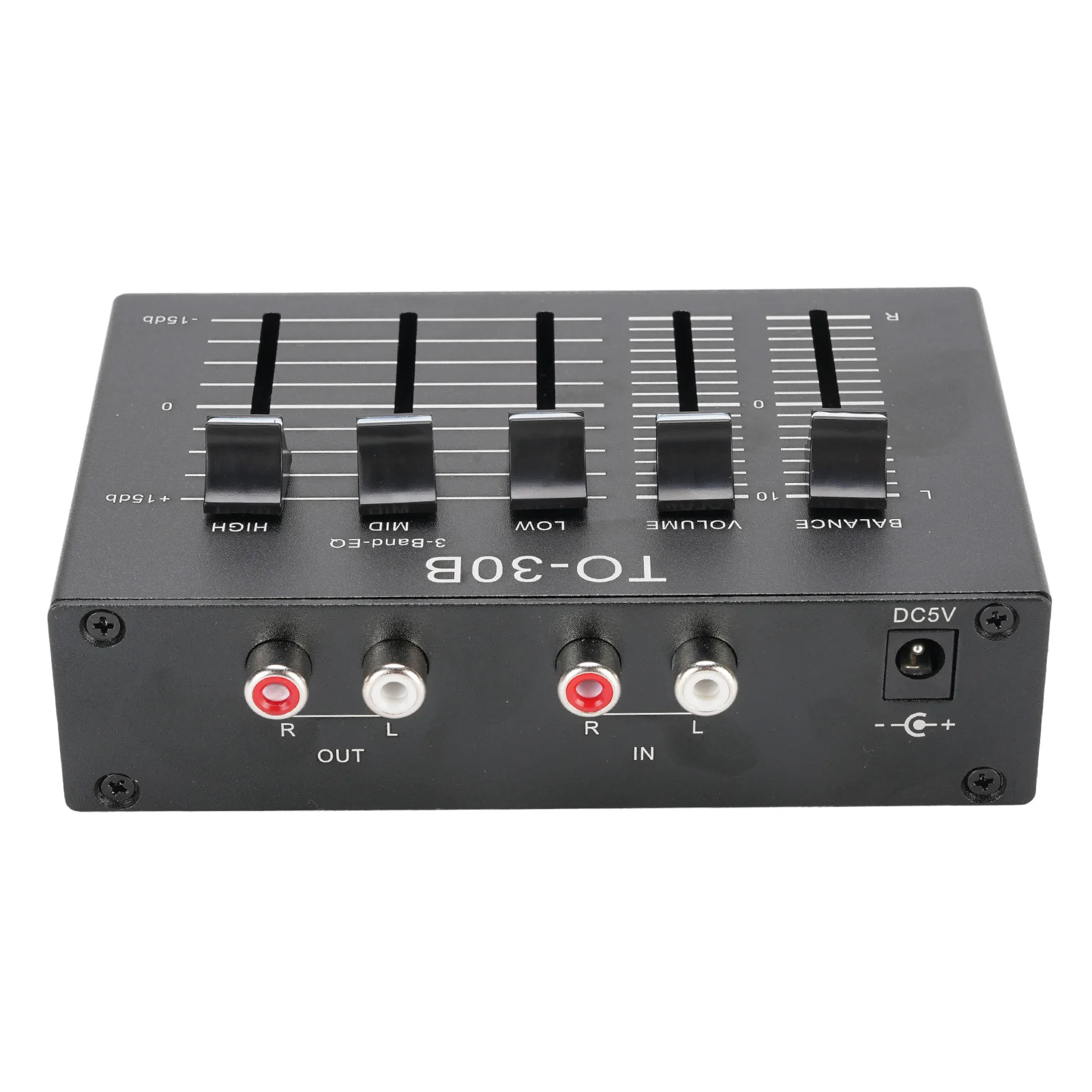 Phono Preamp 3 Band Digital Sound Equalizer 12dB High Mid Low Tone Adjustment Balanced Volume Control 5V DC for Record Player