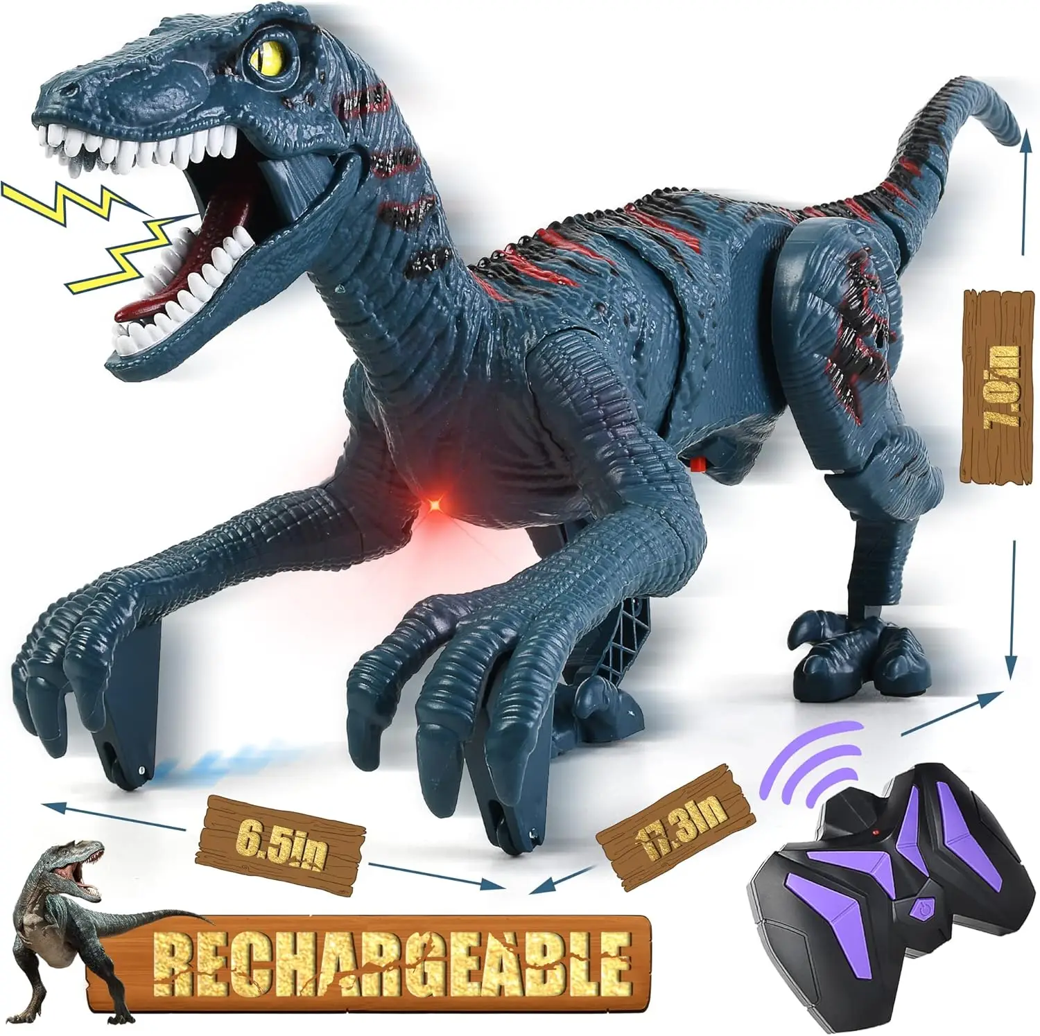 

Large Remote Control Dinosaur Toys Kids Jurassic Velociraptor Toys Imitates Walking and Sounds Sing Shaking Head Tail Robot Toys
