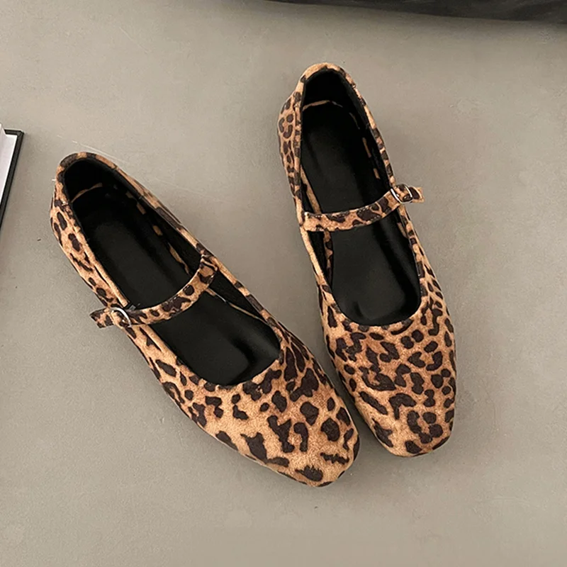 

Леопардовые женские туфли Мэри Джейн на плоской подошве, модные повседневные лоферы, новинка 2026, весенние модельные сандалии, удобные элегантные Mujer Zapatos