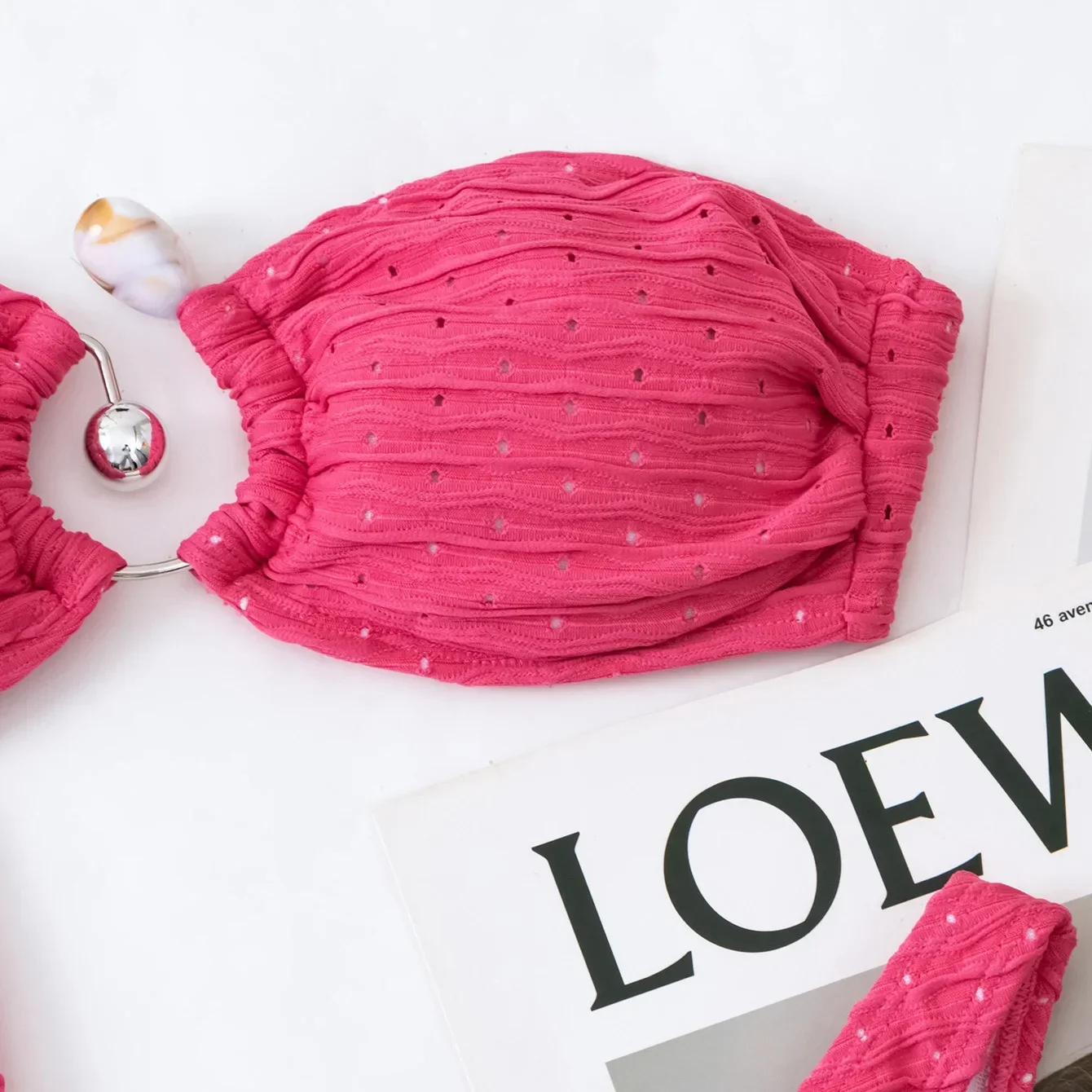 Conjunto de Bikini de tres piezas con falda para mujer, traje de baño Sexy, traje de baño unicolor con realce, ropa de playa 2024