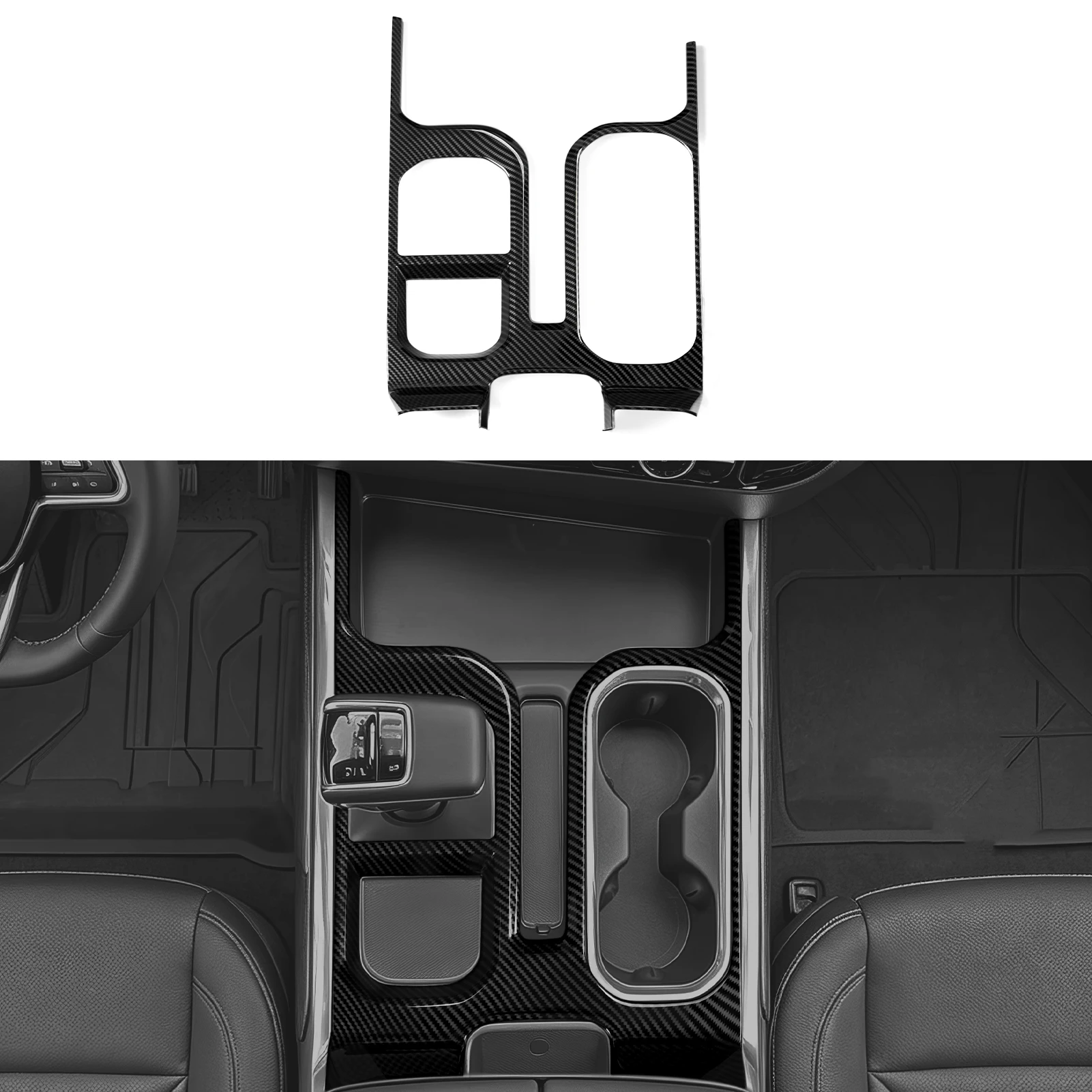 Car Center Console Gear Shift Panel. For Chevrolet Silverado GMC Sierra 1500 2500 3500 HD (2022-2027) ABS Carbon Fiber Sticker.