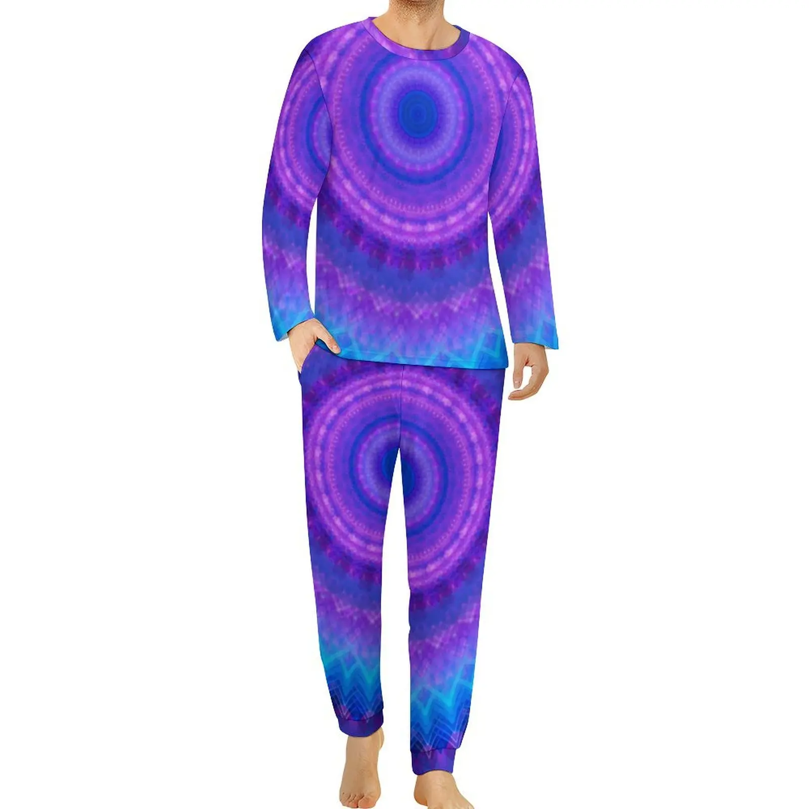 Tie Dye Stardalla Pajamas Mandala Style Men Long Sleeve Cute Pajama Sets 2 Pieces Casual Autumn Custom Nightwear Gift Idea