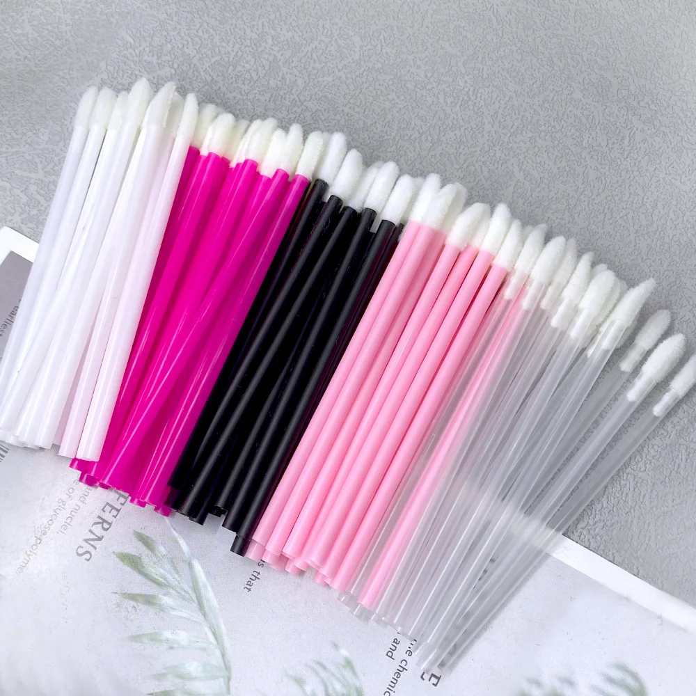 50/1000 PCS Disposable Lip Brush ผู้หญิงอุปกรณ์เสริมขายส่งลิปสติก GLOSS Wands Applicator Perfect Make Up TOOL Hotting