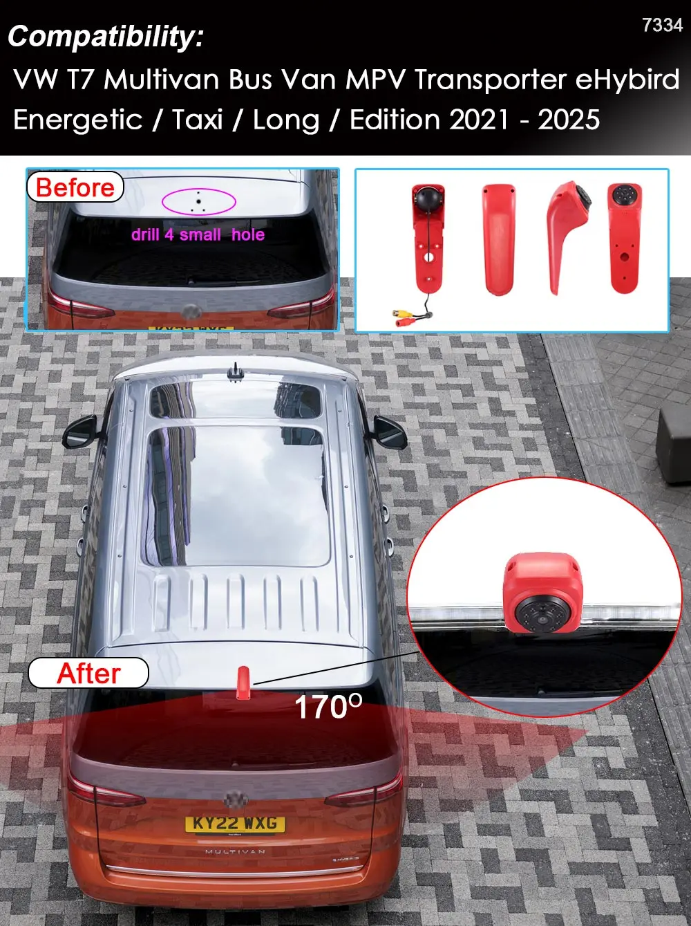 100% Top Qualität gale Car back up reverse light camera for VW T7 Multivan Bus V an MPV Transporter eHybird Energetic