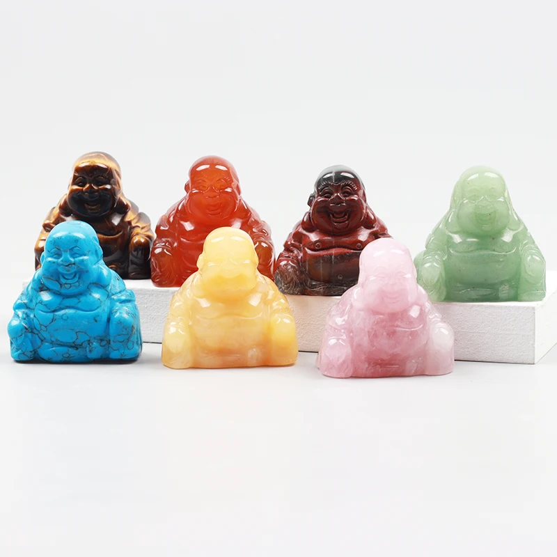 1.5" Hand Carved Jade Maitreya Buddha Figurine Natural Gemstone Crystal Reiki Healing Quartz Chakra Lucky Smile Buddha Figurine - Image 3