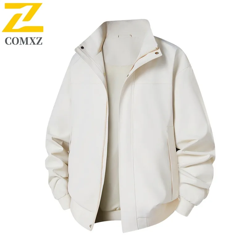 COMXZ Men Outerwear 2025 Loose Comfortable Camping Travel Stylish Casual Autumn Windbreaker Jacket Walking Lightweight New Coat