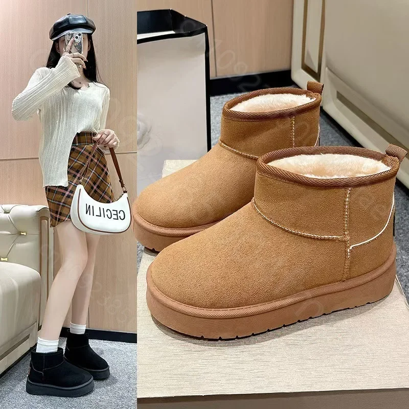 2024 New Classic Thickened Fluff Women's Snow Boots Comfortable Warm Ankle Boots Women Winter Ladies Shoes Chunky Botas Mujer