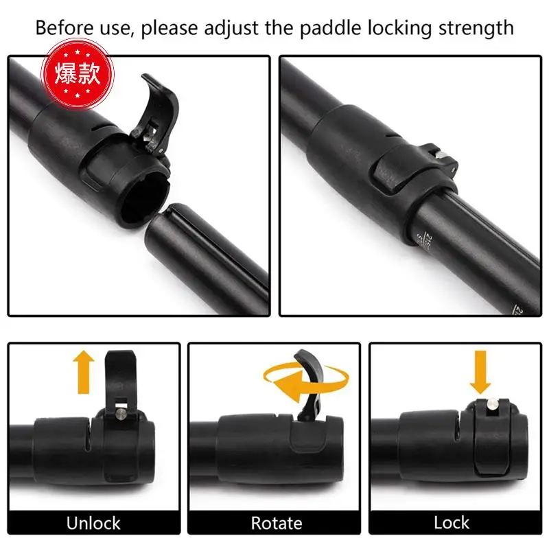 

5X Adjustable Stand Up Paddle Board Paddle With Unique Lock Design Floating Alloy Shaft Paddleboard Paddle,Black
