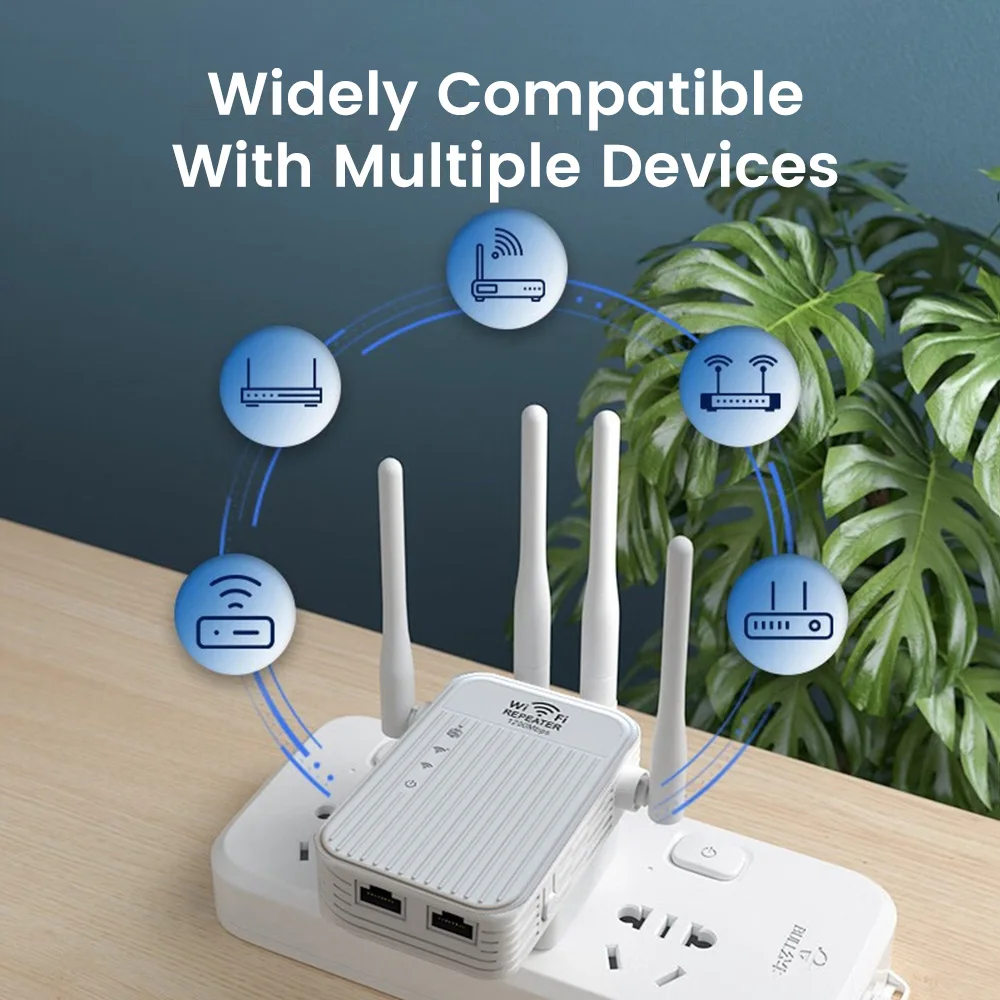 1200Mbps Wireless WiFi Repeater Dual Frequency 2.4G+5G WiFi Amplifier Router Enhances Signal Network Wi-fi Repeater for Home