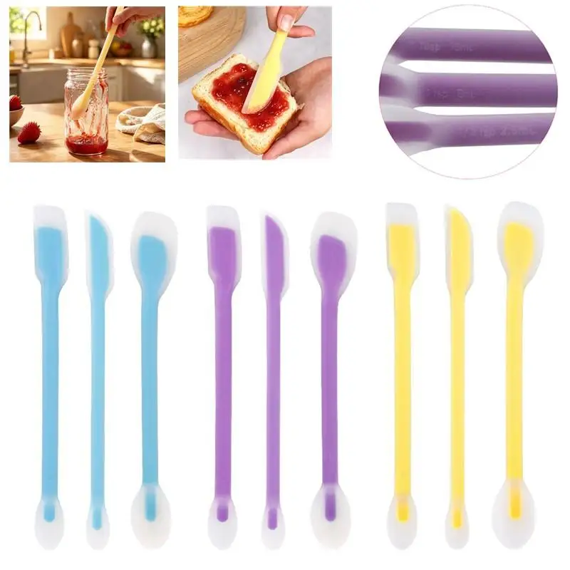 1/3Pcs Silicone Spoon Small Spoon Jam Spoon Heat Resistant Easy To Clean Non-stick Rice Spoons Tableware Utensil Kitchen Tools
