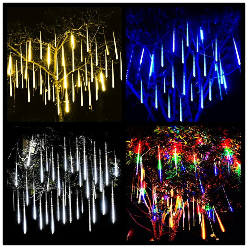 8 Tubes LED Meteor Shower Fairy Lights Garland Christmas Tree Decorations Outdoor Holiday Wedding Home Fairy Garden Street Light