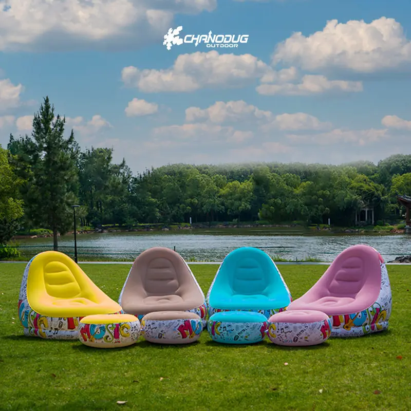 Outdoor inflatable sofa chair, camping internet-famous thickened flocked lazy sofa, bedroom and home leisure folding bed