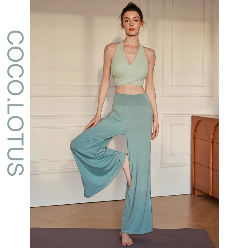 Cocolouts 2025 High end fairy yoga vest vest style V-neck yoga suit High quality Zen inspired thin Modal loose soft Yoga  pants