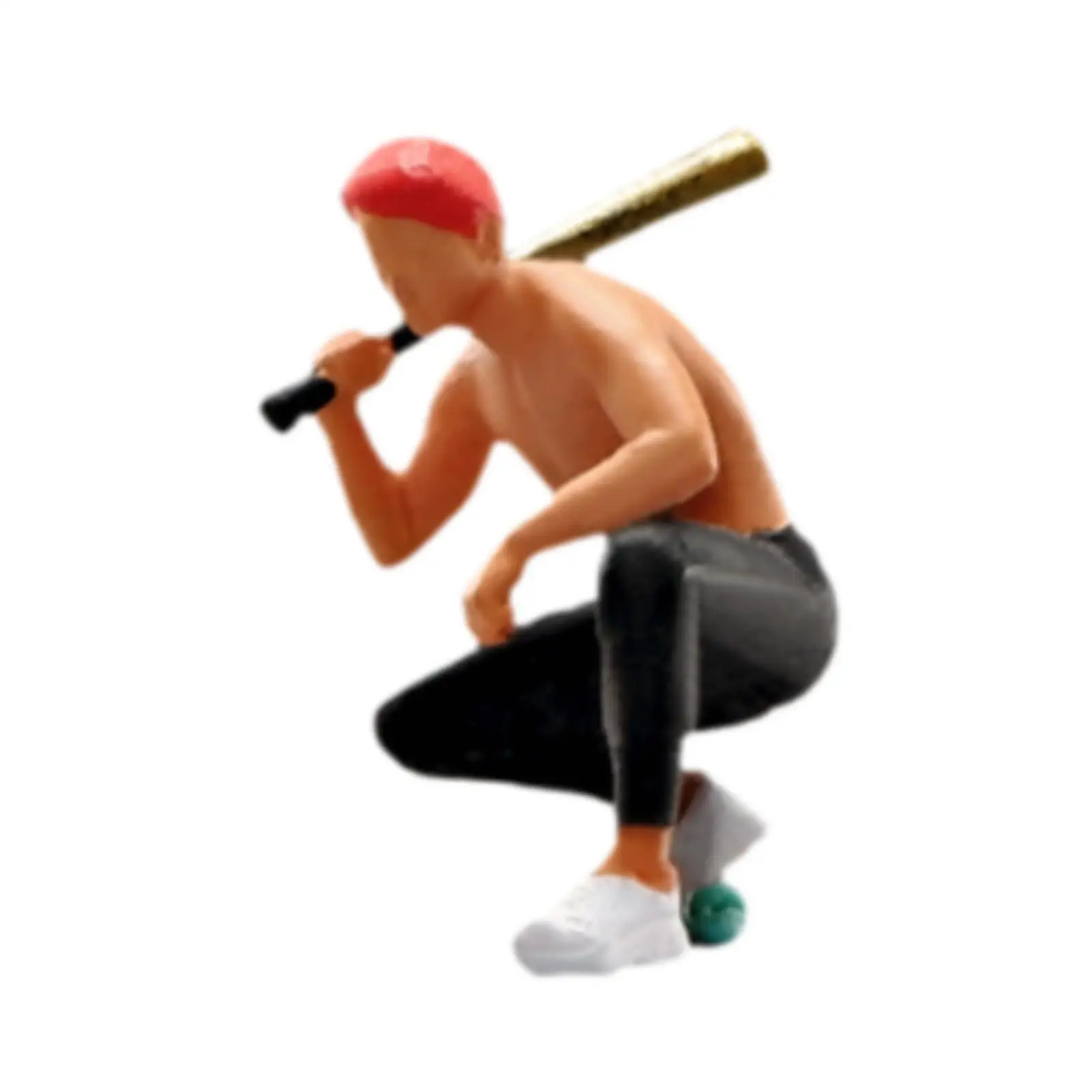 1/64 Miniature Figure Baseball Man for Diorama Model Trains Architectural