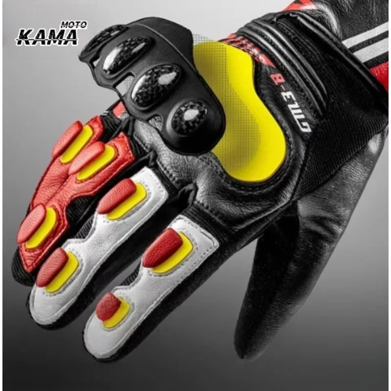 MOTOWOLF Men's Motorcycle Gloves Breathable Carbon Fiber Racing Gloves Four Seasons Riding Equipment Full Protection Leather