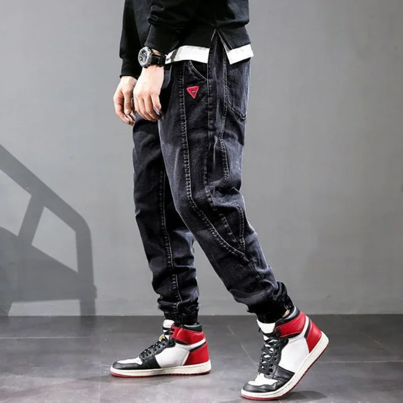 Elastic Cropped Men\'s Jeans Stretch Man Cowboy Pants Trousers Black Oversize Korean Style Regular Fit Cheapest Casual Cheap Long