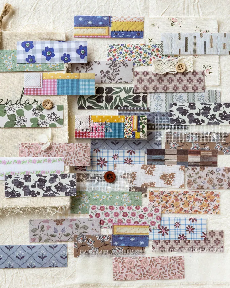 50 Blatt Vintage Washi-Papier-Stickerbuch, Grundfarben-Gittermuster, Scrapbooking, Junk Journal, Deko-Sticker – Detail 17