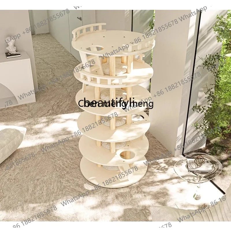 Climbing frame cat nest, tree integration multi-layer all solid wood, cat villa paint surface is easy to take care of