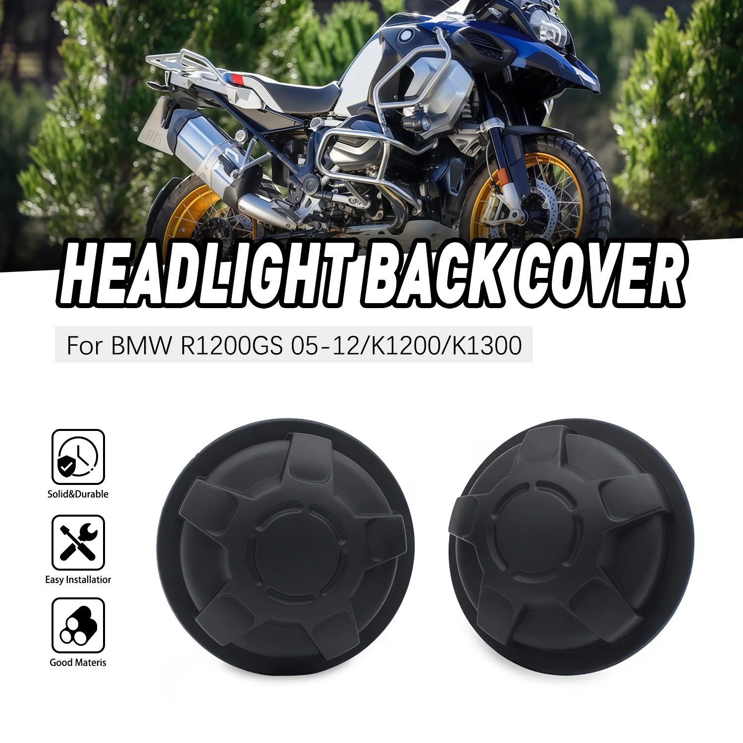 

Motorcycle Headlight Extended Dust Cover Cap Black For BMW R1200GS 2005-2012 K1200 K1300 K1200GS K1200R 05840594 K1300R 05180519