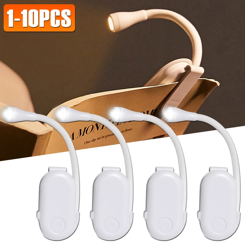 1~10PCS Mini Book Light Portable Clip Night Light Usb Charging Led Dimmable Bedroom Eye Protect Camping Clip 360° Flip Book Lamp