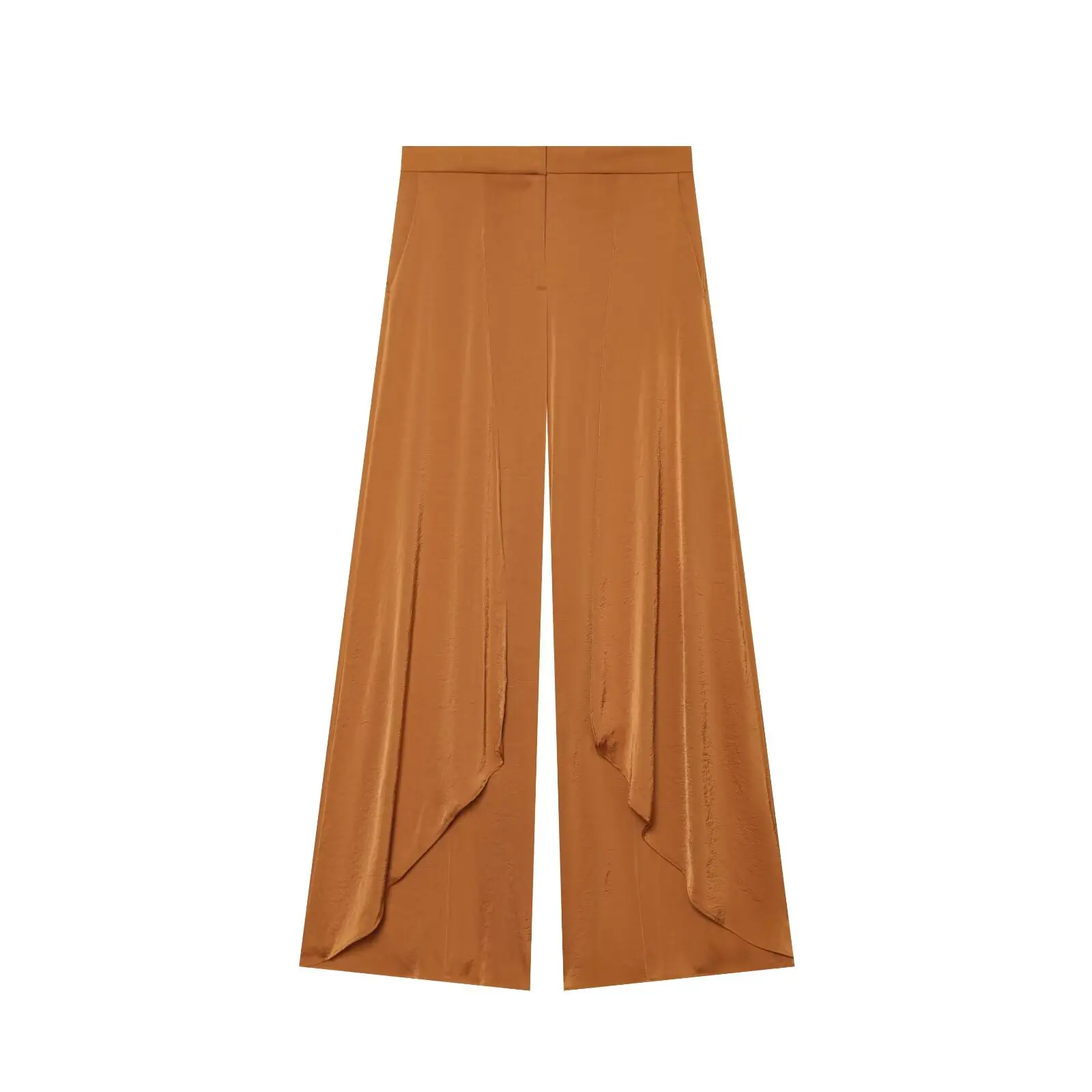 Damenmode Einfarbige Sets Freizeit Kurzarm O-Ausschnitt Top + Asymmetrische Faltenhose Sommer Herbst Urlaub 2-teilig – Detail 14