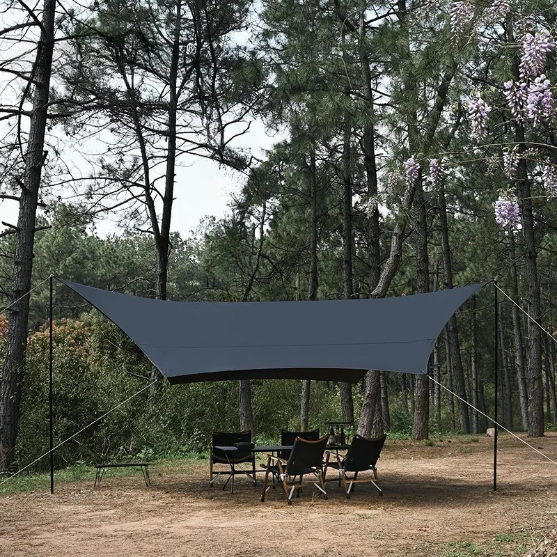 Outdoor vinyl sunscreen multi-person silver-coated hexagonal canopy tent portable thickened camping rainproof awning