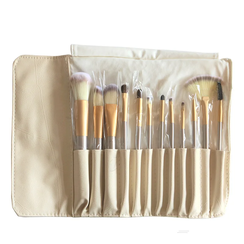 18/12/24Zhi Mi White Makeup Brush Set Fan Shape24Champagne-colored Makeup Tools Synthetic