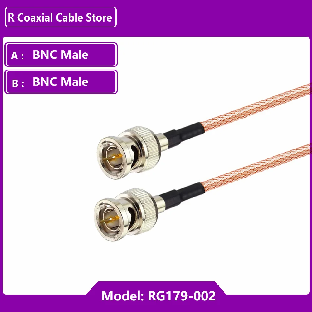 RF Coaxial RG179 Cable 75 Ohm BNC Male Right Angle to BNC Male Plug Connector for Video Camera SDI Camcorder HD-SDI/3G-SDI/4K/8K