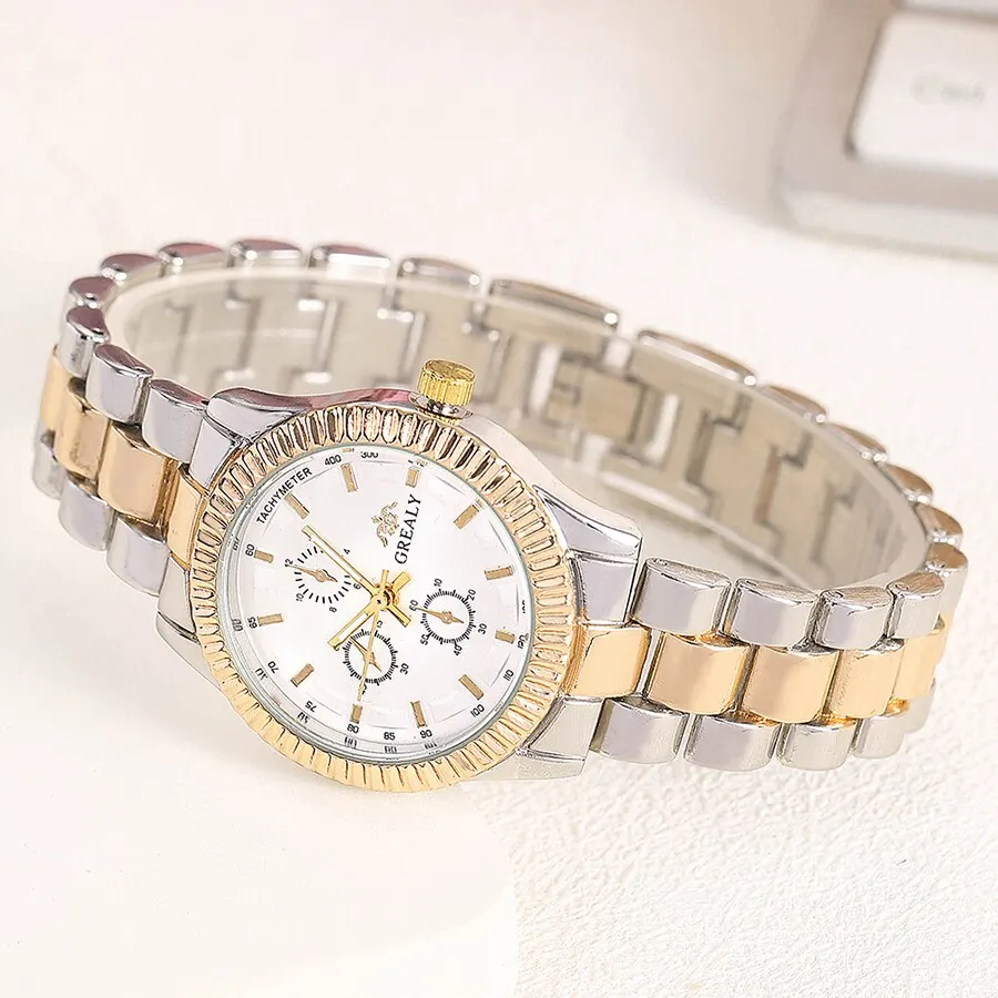 Women Exquisite Quartz Watch Dainty Casual Business Circular Pointer Stainless Steel Strap Watch Gift For Friends